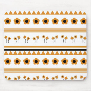 Border Stripe Flower Triangle Boho Pattern Mouse Pad