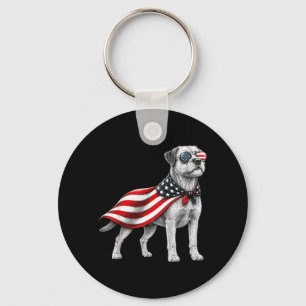 Border Terrier 4th Of July Aamerican Flag Dog Key Ring