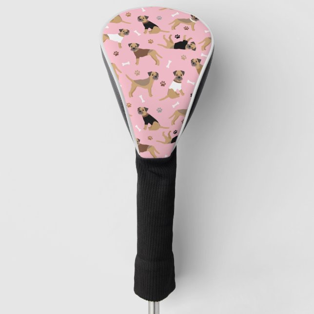 Border Terrier Bones and Paws Golf Head Cover (Front)