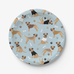 Border Terrier Bones and Paws Paper Plate