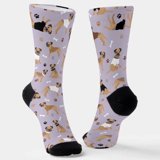 Border Terrier Bones and Paws Socks (Angled)
