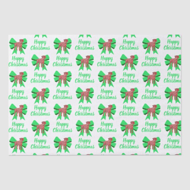 Border Terrier Christmas Dog & Bow White Tissue Paper (Front)