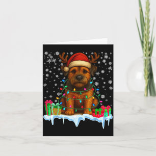 Border Terrier Christmas Santa Hat Reindeer Pajama Card
