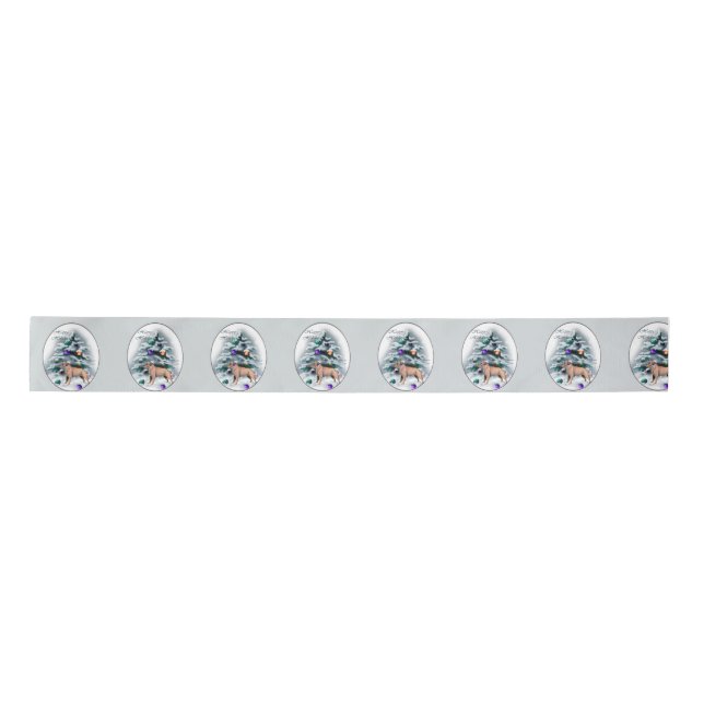 Border Terrier Christmas  Satin Ribbon (Front)
