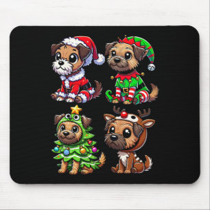 Border Terrier Christmas Tree Santa Elf Costume Do Mouse Pad