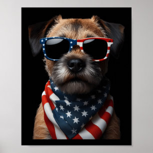 Border Terrier Dog 4th Of July American Independen Poster