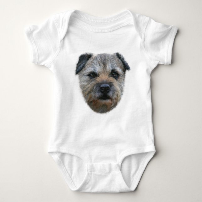 Border Terrier dog Baby Bodysuit (Front)