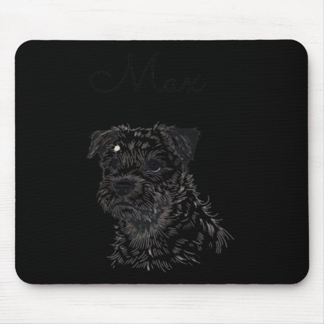 Border Terrier Dog Portrait – Personalised Pet Art Mouse Pad (Front)