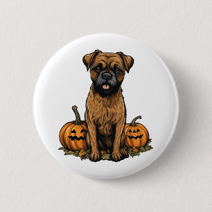 Border Terrier Dog Pumpkin Lazy Halloween Party 6 Cm Round Badge