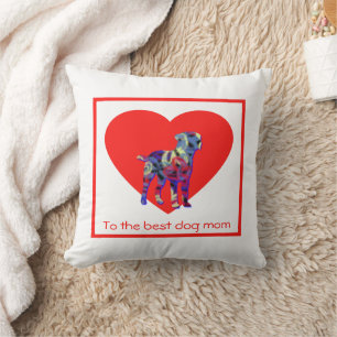 Border Terrier Dog Red Heart Mother’s Day Cushion