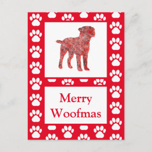 Border Terrier Dog Silhouette Red Merry Christmas Postcard