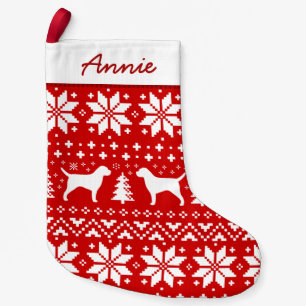 Border Terrier Dog Silhouettes Pattern Cute Canine Small Christmas Stocking