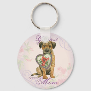 Border Terrier Heart Mum Key Ring