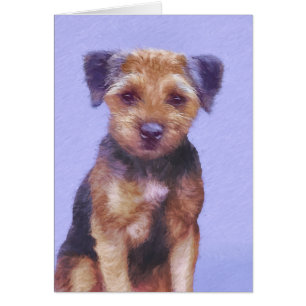 Border Terrier Painting - Cute Original Dog Art