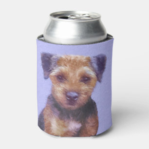 Border Terrier Painting - Cute Original Dog Art Can Cooler