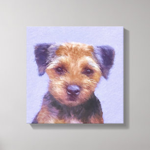 Border Terrier Painting - Cute Original Dog Art Canvas Print