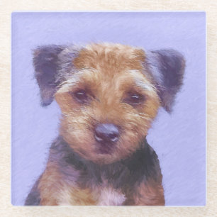 Border Terrier Painting - Cute Original Dog Art Glass Coaster