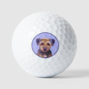 Border Terrier Painting - Cute Original Dog Art Golf Balls