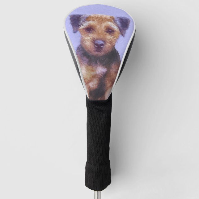 Border Terrier Painting - Cute Original Dog Art Golf Head Cover (Front)