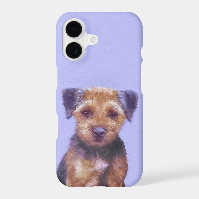 Border Terrier Painting - Cute Original Dog Art iPhone Case (Back)