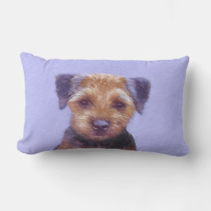 Border Terrier Painting - Cute Original Dog Art Lumbar Cushion
