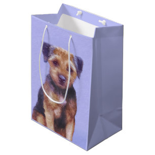 Border Terrier Painting - Cute Original Dog Art Medium Gift Bag