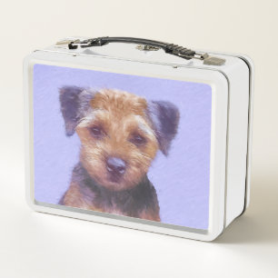 Border Terrier Painting - Cute Original Dog Art Metal Lunch Box