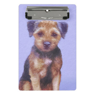 Border Terrier Painting - Cute Original Dog Art Mini Clipboard