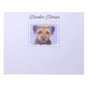 Border Terrier Painting - Cute Original Dog Art Notepad