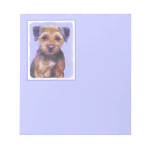 Border Terrier Painting - Cute Original Dog Art Notepad