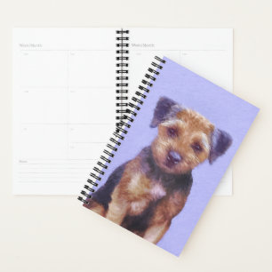 Border Terrier Painting - Cute Original Dog Art Planner