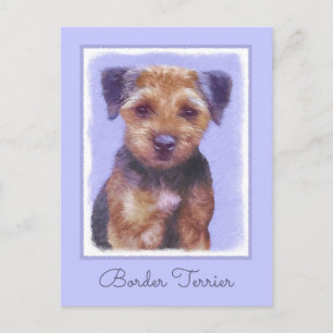 Border Terrier Painting - Cute Original Dog Art Postcard
