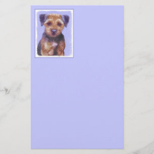 Border Terrier Painting - Cute Original Dog Art Stationery