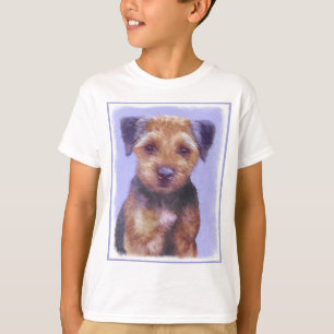 Border Terrier Painting - Cute Original Dog Art T-Shirt