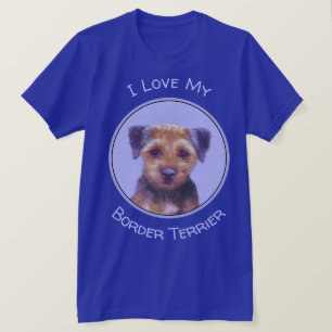 Border Terrier Painting - Cute Original Dog Art T-Shirt