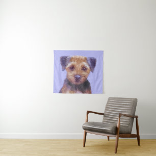 Border Terrier Painting - Cute Original Dog Art Tapestry
