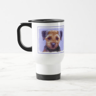 Border Terrier Painting - Cute Original Dog Art Travel Mug