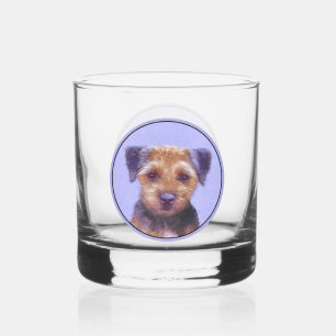 Border Terrier Painting - Cute Original Dog Art Whiskey Glass