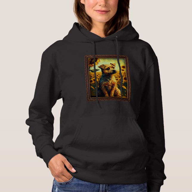 Border Terrier Painting Sunflower Flower Mom Women Hoodie (Front)