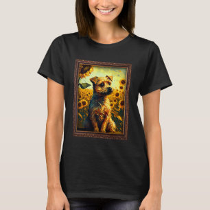 Border Terrier Painting Sunflower Flower Mom Women T-Shirt