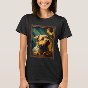 Border Terrier Painting Sunflower Flower Mom Women T-Shirt