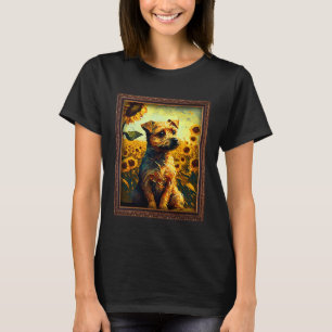 Border Terrier Painting Sunflower Flower Mum Women T-Shirt