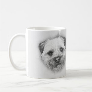 Border Terrier Pencil Sketch, Classic White Mug