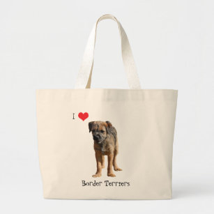 Border terrier puppy dog love heart tote bag, gift