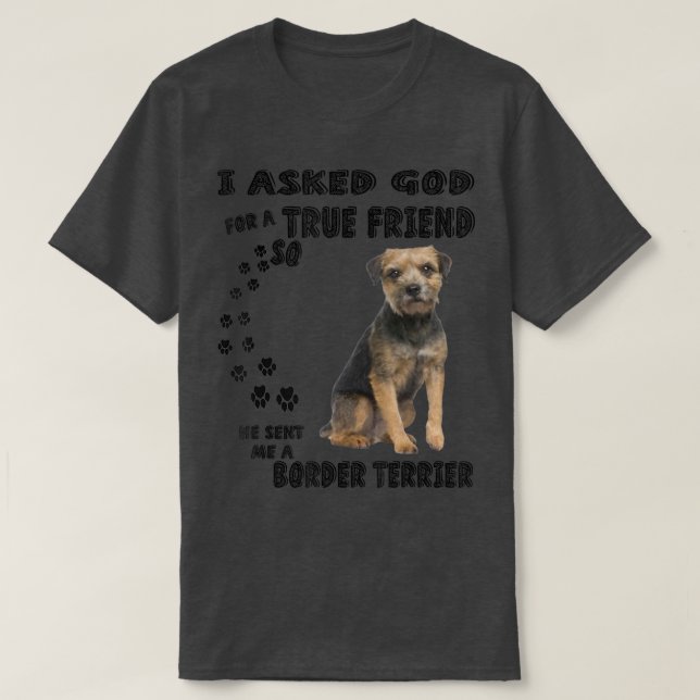 Border Terrier Quote Mum Dad Costume, Cute Small H T-Shirt (Design Front)