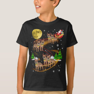 Border Terrier Reindeer Christmas Dog Riding Santa T-Shirt