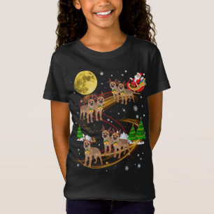 Border Terrier Reindeer Christmas Dog Riding Santa T-Shirt