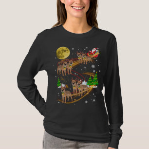 Border Terrier Reindeer Christmas Dog Riding Santa T-Shirt