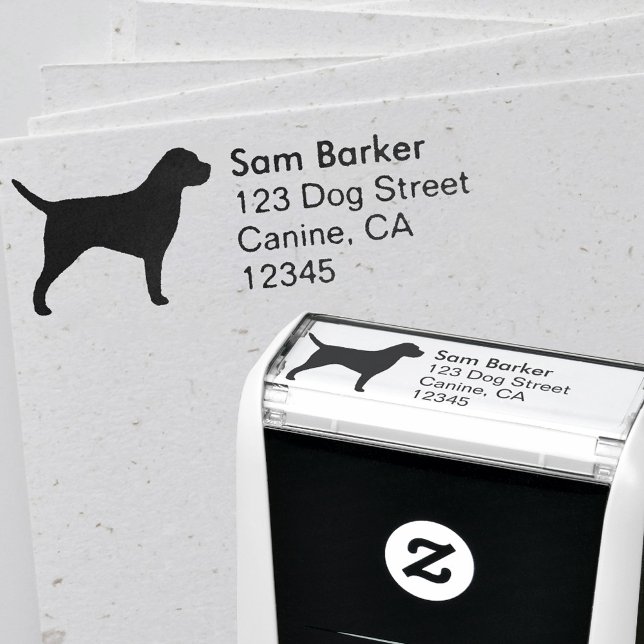 Border Terrier Silhouette Return Address Self-inking Stamp (Creator Uploaded)