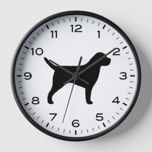 Border Terrier Silhouette with Numbers and Minutes Clock